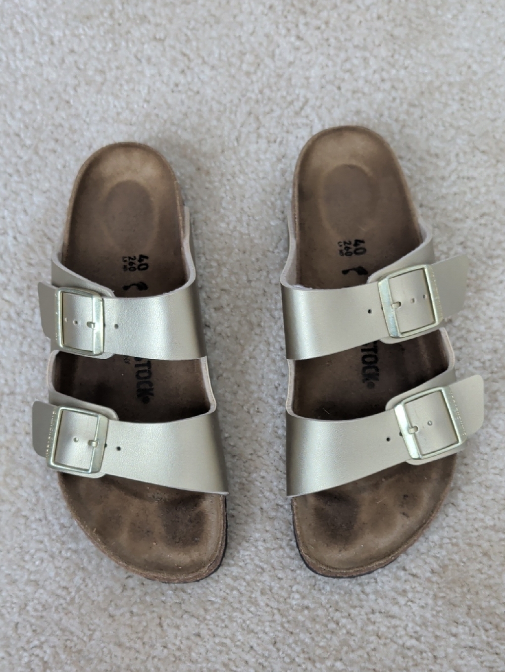 Birkenstock Women Double Strap Sandals in Metallic Gold